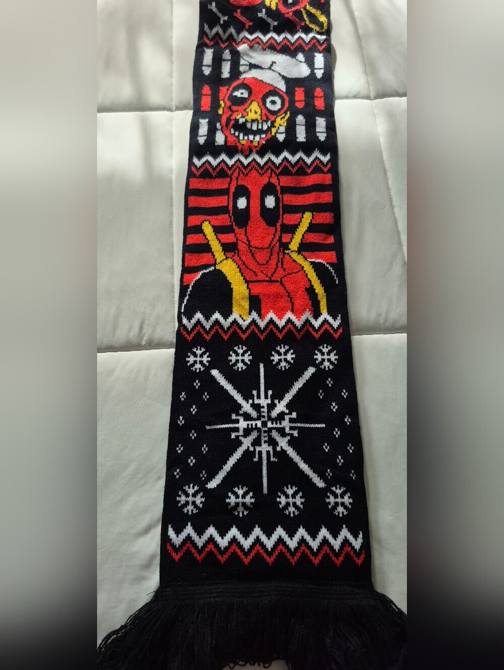 Deadpool Novelty Knit Scarf - Red, Black, Yellow, White